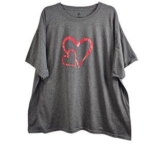 🏆Hanes Women's Short Sleeve Heart Graphic Gray Crew Neck T-Shirt